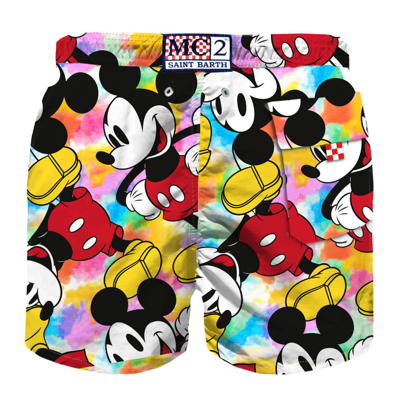 Shop Mc2 Saint Barth Boy Swim Short With Mickey Mouse Print ©disney Special Edition In Multicolor