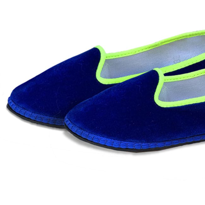 Mc2 Saint Barth Bluette Velvet Slippers Friulane In Blue