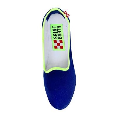 Mc2 Saint Barth Bluette Velvet Slippers Friulane In Blue