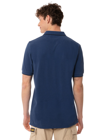 Shop Mc2 Saint Barth Blue Navy Piquet Polo With St. Barth Logo