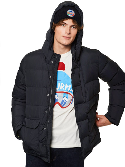 Shop Mc2 Saint Barth Blue Hooded Down Padded Jacket