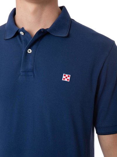 Shop Mc2 Saint Barth Blue Denim Piquet Polo With St. Barth Logo