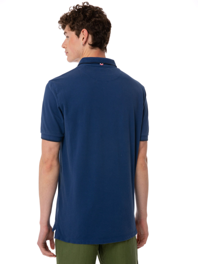 Mc2 Saint Barth Blue Denim Piquet Polo With St. Barth Logo In Blue