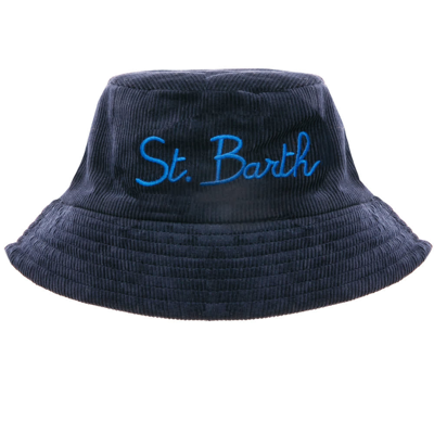 Mc2 Saint Barth Blue Corduroy Bucket Hat In Blue