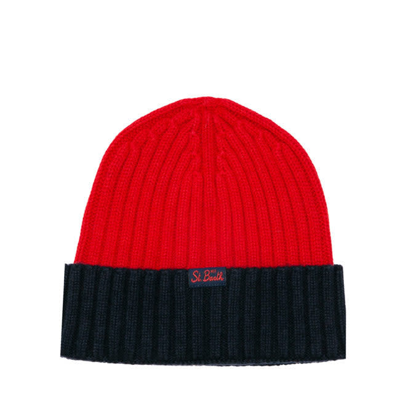 Mc2 Saint Barth Blended Cashmere Hat With Cortina Embroidery In Red