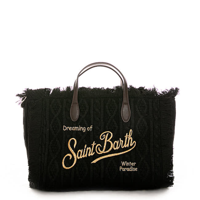 Shop Mc2 Saint Barth Colette Black Tricot Handbag