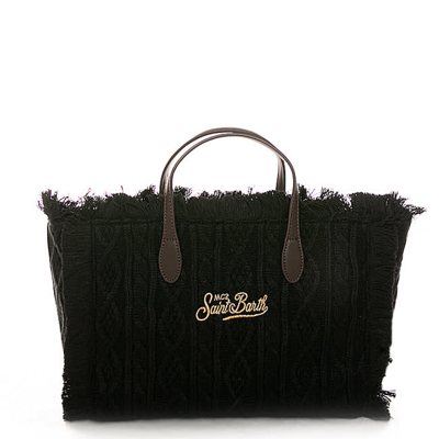 Shop Mc2 Saint Barth Colette Black Tricot Handbag