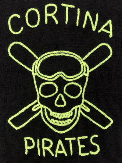 Mc2 Saint Barth Black Man Sweater Cortina Pirates Fluo Embroidery In Black