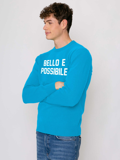Mc2 Saint Barth Bello E Possibile Print Man Sweater In Blue