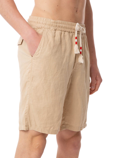 Shop Mc2 Saint Barth Beige Linen Bermuda Shorts In Brown