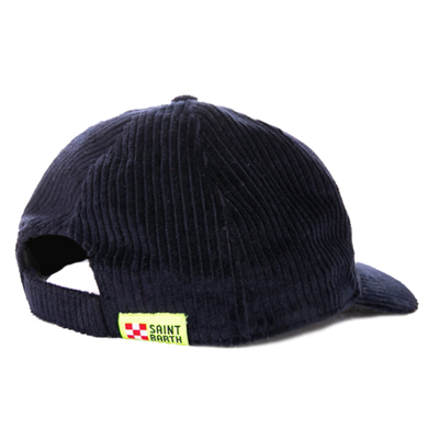 Mc2 Saint Barth Baseball Corduroy Cap With Bombardino Embroidery In Blue