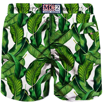 Mc2 Saint Barth Gustavia Leaf-print Swim Shorts In Green
