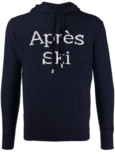 Shop Mc2 Saint Barth Man Hoodie Sweater With Après Ski Embroidery In Blue