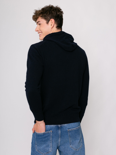 Shop Mc2 Saint Barth Man Hoodie Sweater With Après Ski Embroidery In Blue