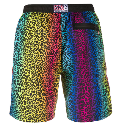 Mc2 Saint Barth Animalier Rainbow Print Light Fabric Zipped Swim Shorts In Multicolor