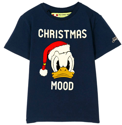 Shop Mc2 Saint Barth Christmas Mood Donald Duck Boy T-shirt - ©disney Special Edition In Blue