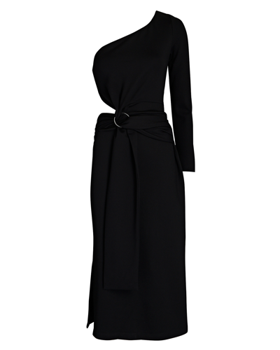 Shop Alexis Royale One-shoulder Jersey Midi Dress In Black