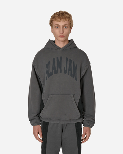 Shop Slam Jam Panel Hooded Sweatshirt Grey / Black In Multicolor