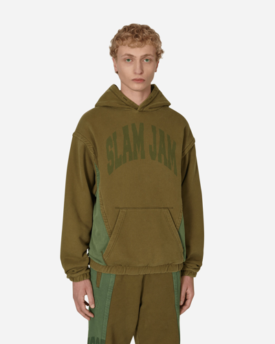 Shop Slam Jam Panel Hooded Sweatshirt Green / Brown In Multicolor