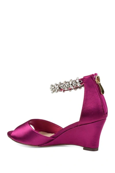 Shop Journee Collection Journee Connor Embellished Strap Wedge Sandal In Berry