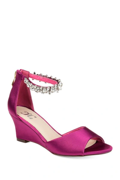 Shop Journee Collection Journee Connor Embellished Strap Wedge Sandal In Berry