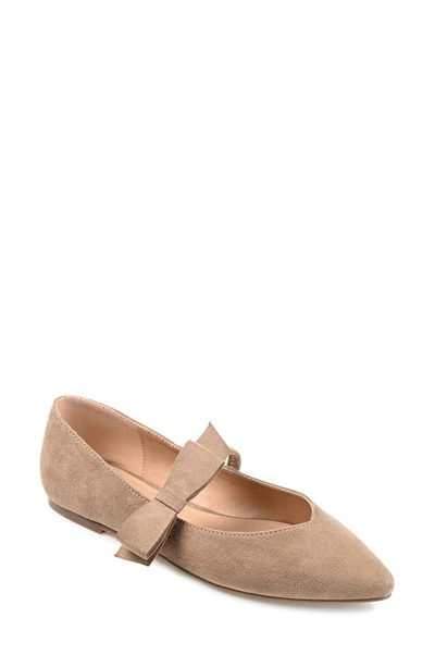 Shop Journee Collection Aizlynn Bow Flat In Taupe