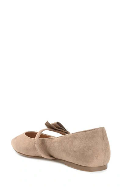 Shop Journee Collection Aizlynn Bow Flat In Taupe