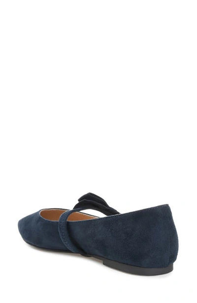 Shop Journee Collection Aizlynn Bow Flat In Navy
