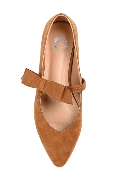 Shop Journee Collection Aizlynn Bow Flat In Tan