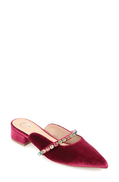 Shop Journee Collection Jewel Embellished Pointed Toe Mule In Berry