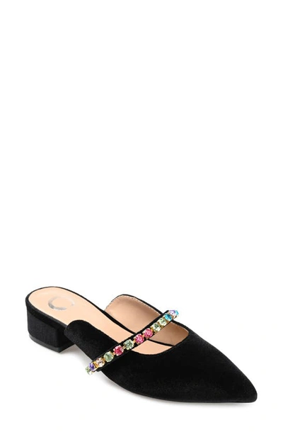 Shop Journee Collection Jewel Embellished Pointed Toe Mule In Black