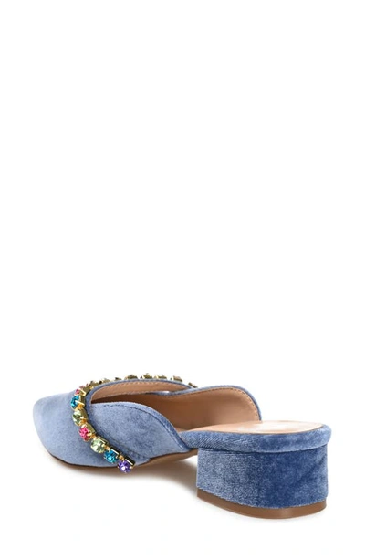 Journee Collection Jewel Embellished Pointed Toe Mule In Blue