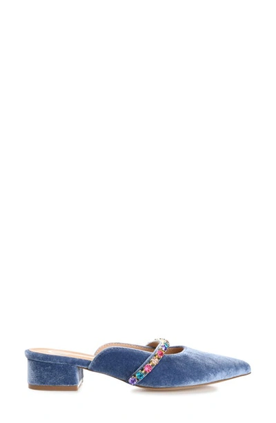 Journee Collection Jewel Embellished Pointed Toe Mule In Blue