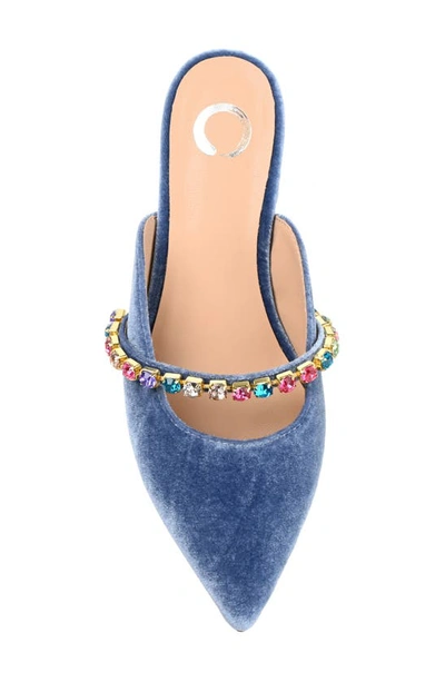 Journee Collection Jewel Embellished Pointed Toe Mule In Blue