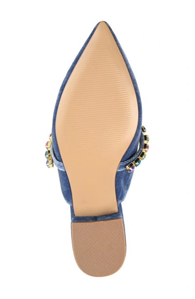Shop Journee Collection Jewel Embellished Pointed Toe Mule In Blue