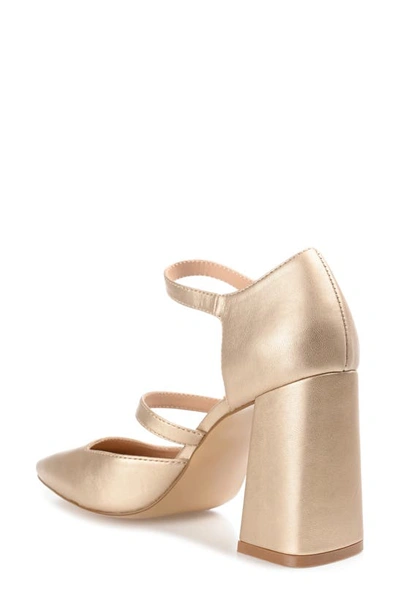 Journee Collection Womens Isadorah Mary Jane Mid Block Heel Square Toe Pumps In Gold