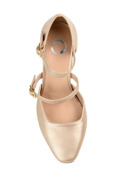 Journee Collection Womens Isadorah Mary Jane Mid Block Heel Square Toe Pumps In Gold