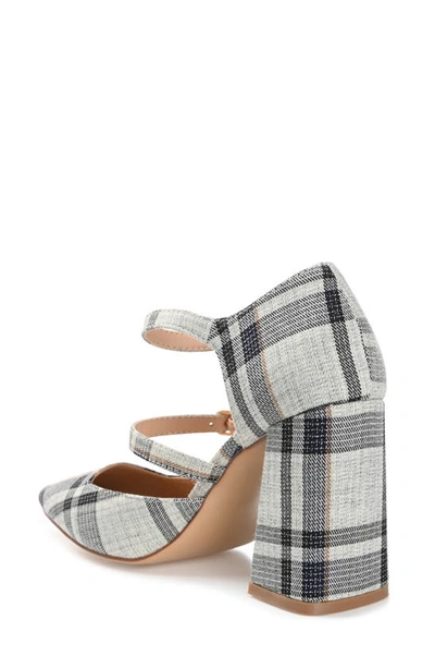 Journee Collection Womens Isadorah Mary Jane Mid Block Heel Square Toe Pumps In Plaid/ Black
