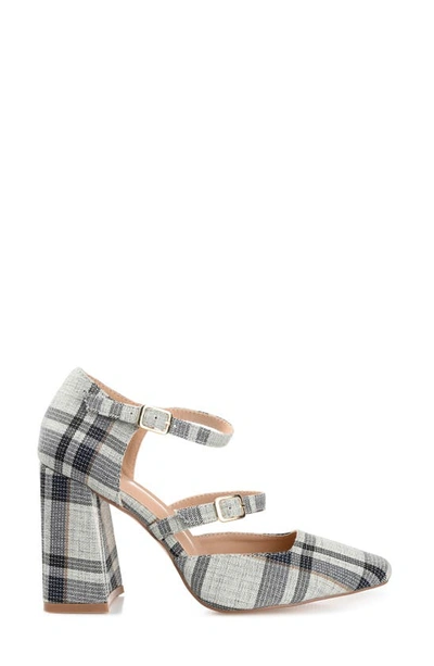 Journee Collection Womens Isadorah Mary Jane Mid Block Heel Square Toe Pumps In Plaid/ Black