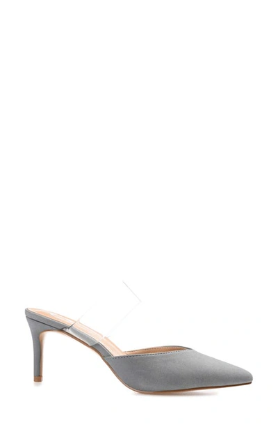Journee Collection Women's Ollie Lucite Strap Heels Women's Shoes In Slate