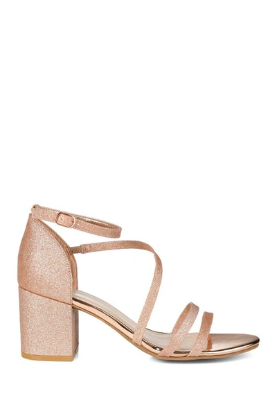 Journee Collection Bella Womens Glitter Block Heels In Rose Gold