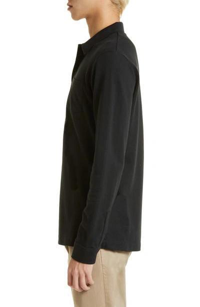 Shop Sunspel Riviera Long Sleeve Cotton Piqué Polo In Black