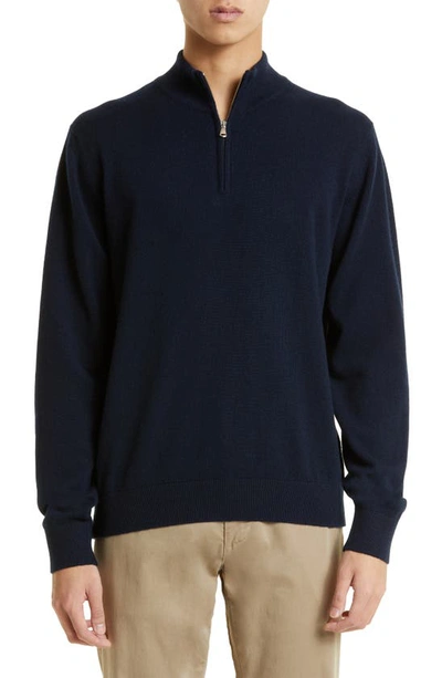 Shop Sunspel Half Zip Cashmere Sweater In Navy