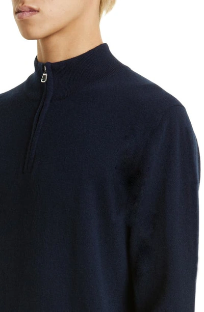 Shop Sunspel Half Zip Cashmere Sweater In Navy