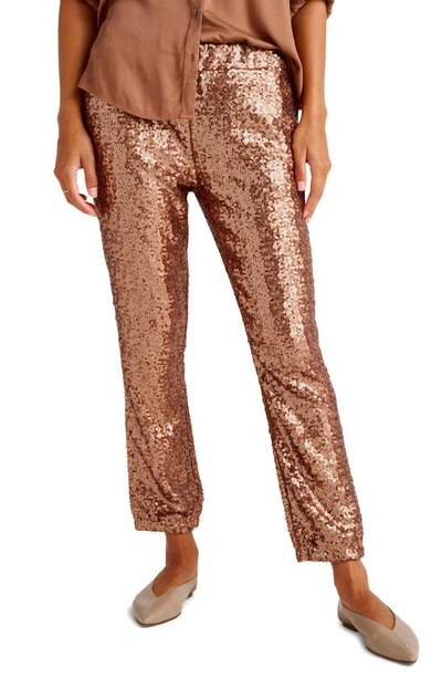 Shop Splendid Oxford Sequin Pants In Walnut