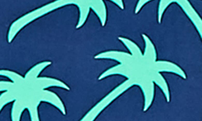 Shop Tom & Teddy Palm Tree Print Swim Trunks In Navy/ Spring Green