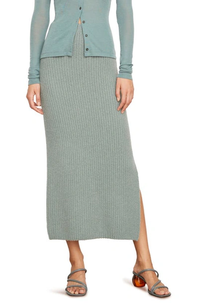 Shop Vince Side Slit Yak & Wool Rib Skirt In H Aegean