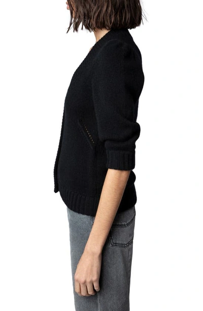 Shop Zadig & Voltaire Betsy Star Button Three-quarter Sleeve Cashmere Cardigan In Noir