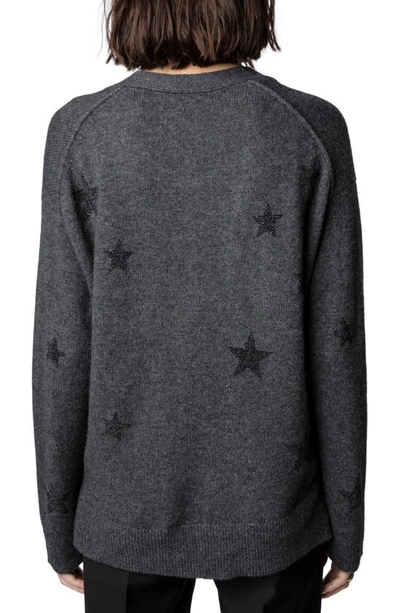 Shop Zadig & Voltaire Mirka Star V-neck Cashmere Cardigan In Anthracite