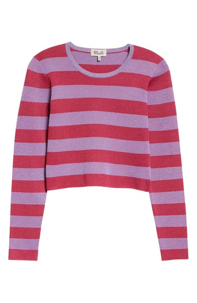 Shop Baum Und Pferdgarten Chaney Metallic Stripe Crop Sweater In Persian Red